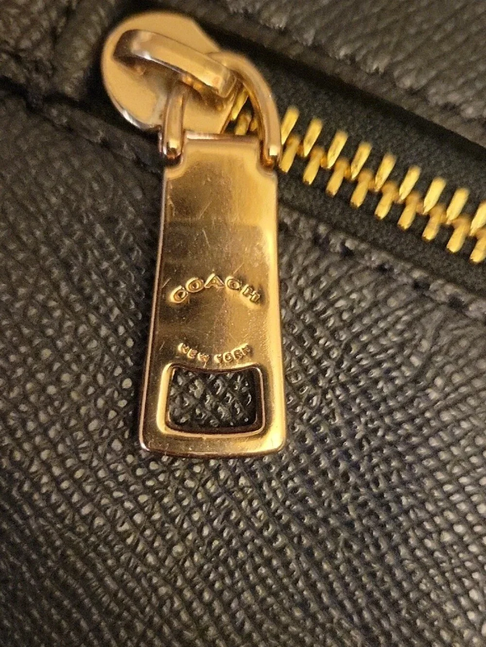 COACH Black Leather Tote Bag with Gold Hardware